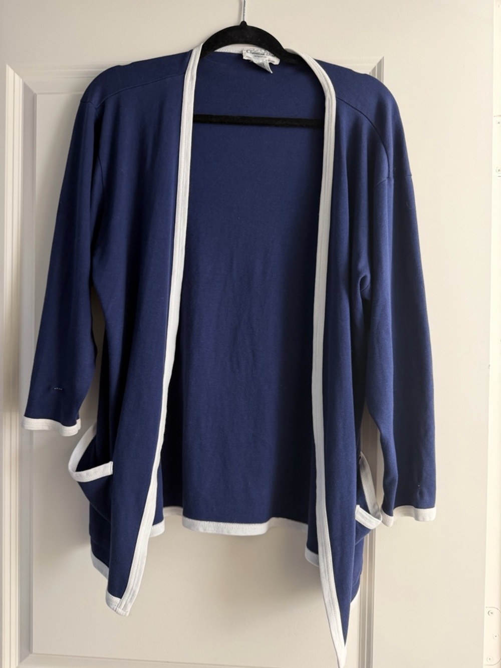 Dior Navy Cardigan with White Trim - Women